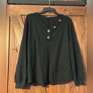 Black waffle knit, tap with buttons